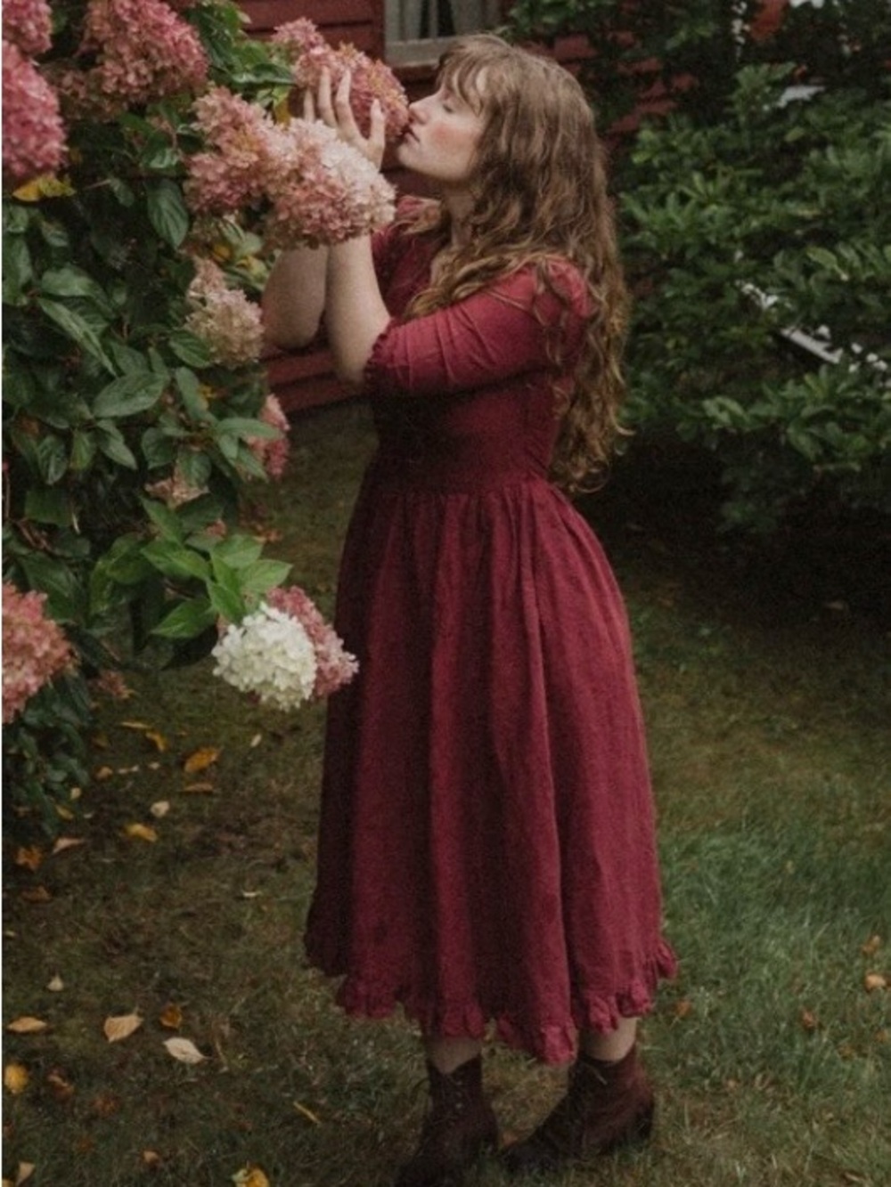 Wilder Collective Alcott Dress in Cranberry Linen